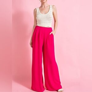 ee:some Wide Leg Allie Pants Hot Pink Trousers